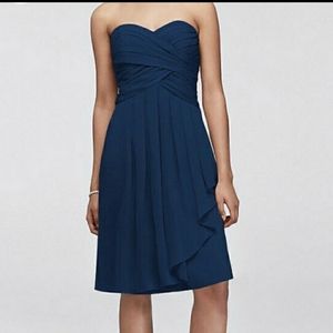 DAVID'S BRIDAL Draped Ruched Bridesmaid Formal Strapless Dress Size 0